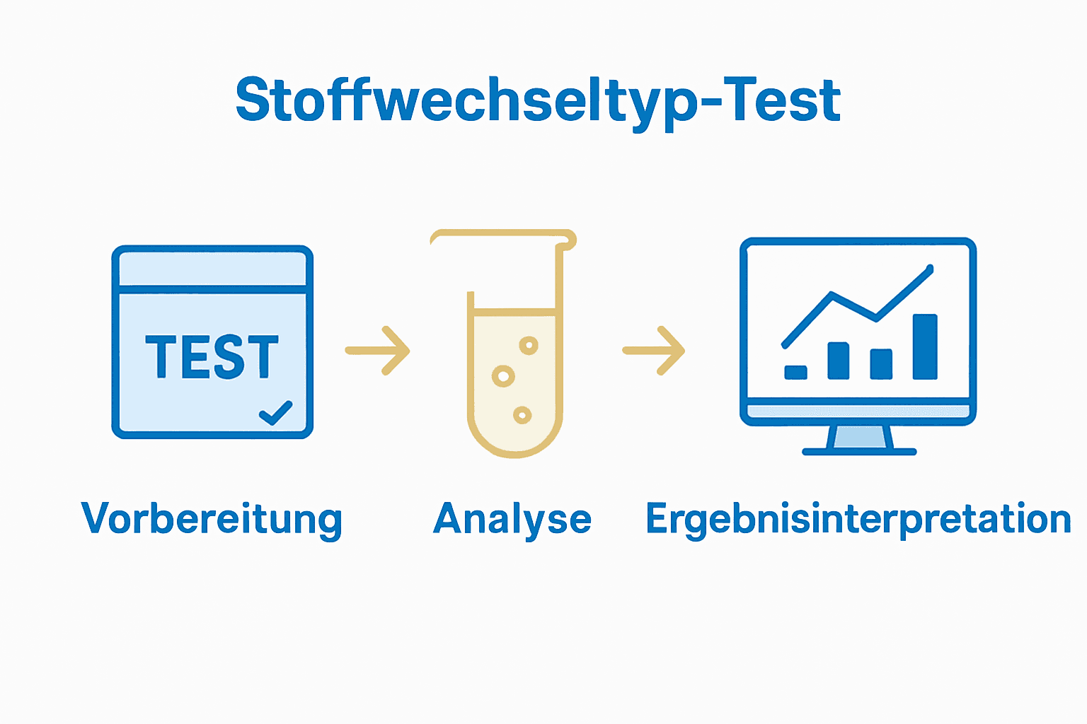 Ablauf Stoffwechseltyp-Test Infografik mit Icons