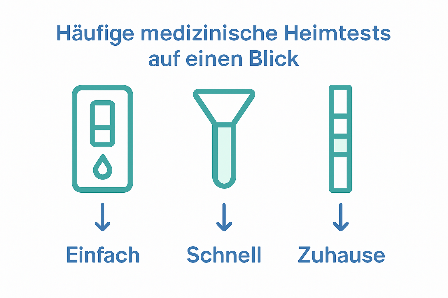 Infografik mit Icons für Blut-, Speichel- und Urintests.