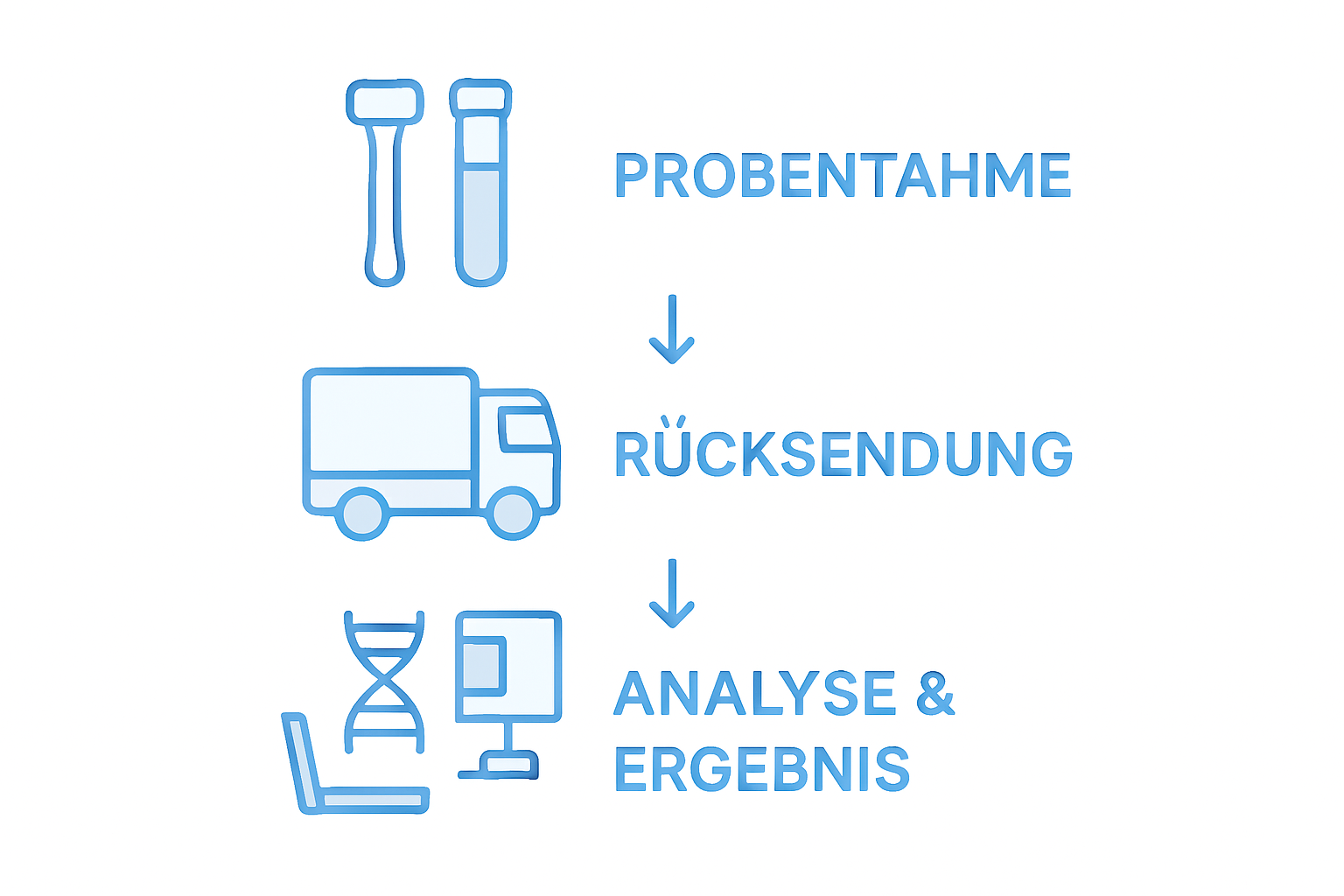 Infografik: So funktioniert ein Gentest für zuhause – die drei wichtigsten Schritte auf einen Blick
