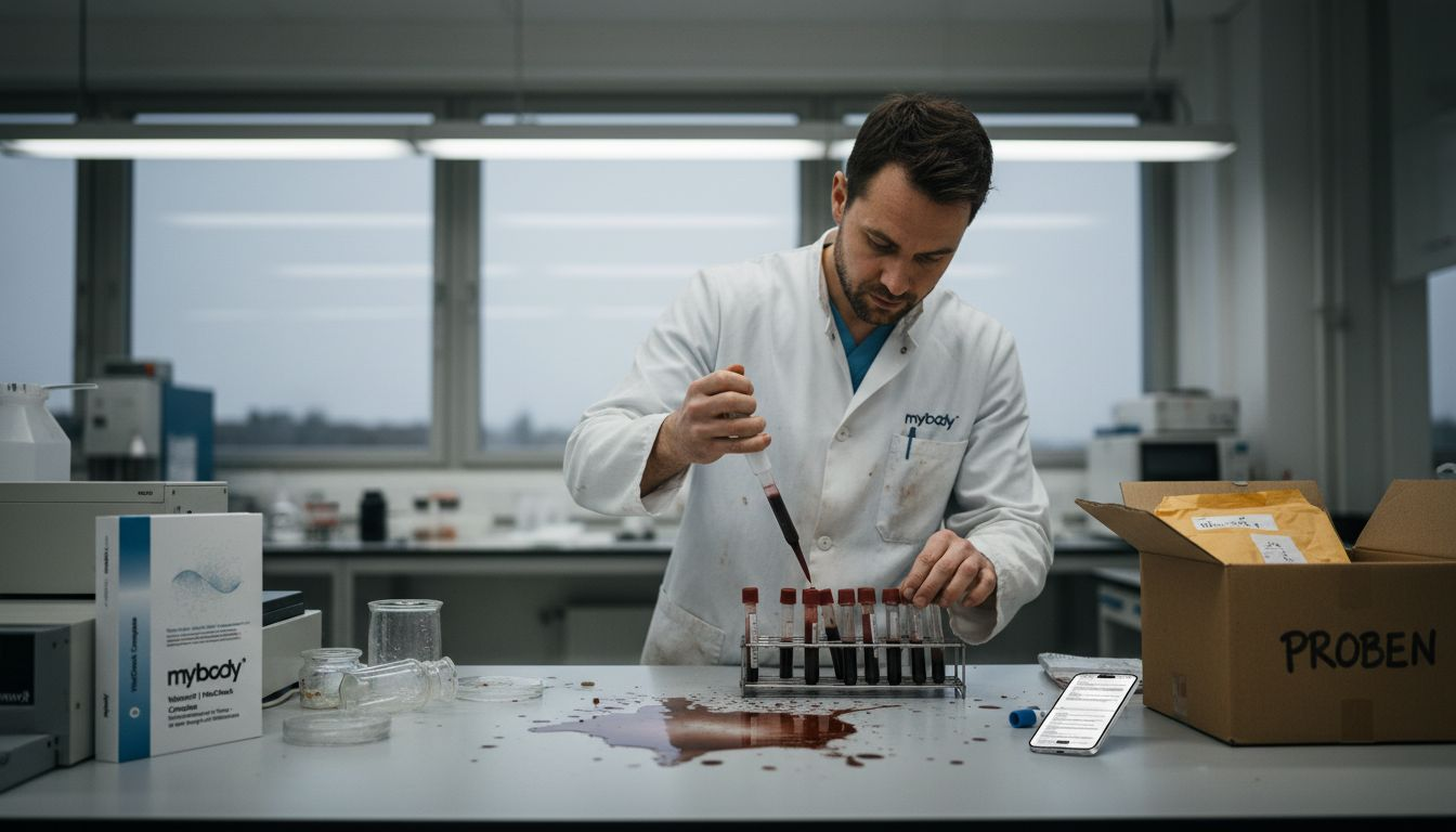 Ein Labormitarbeiter untersucht eine Blutprobe auf hormonelle Werte.