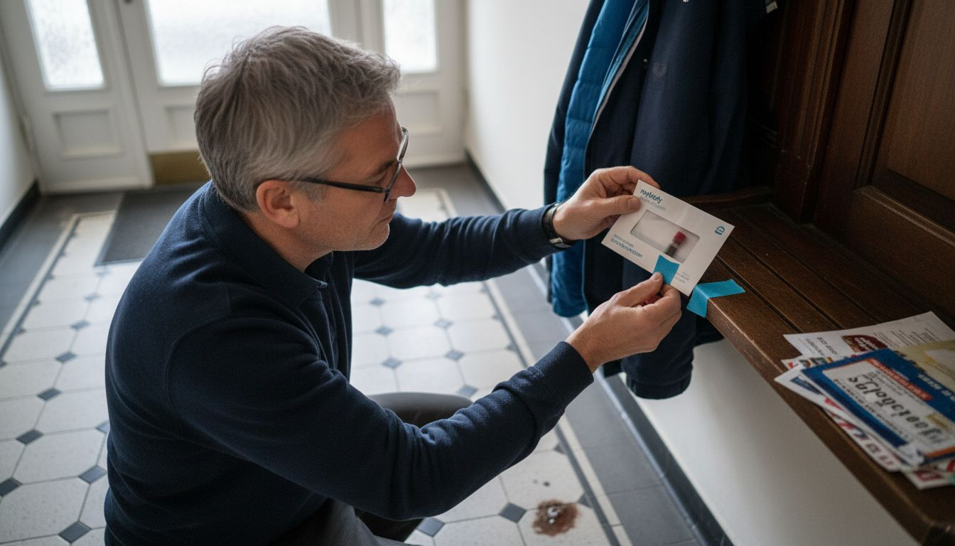 Ein Mann schickt eine Blutprobe zur Analyse ins Labor.