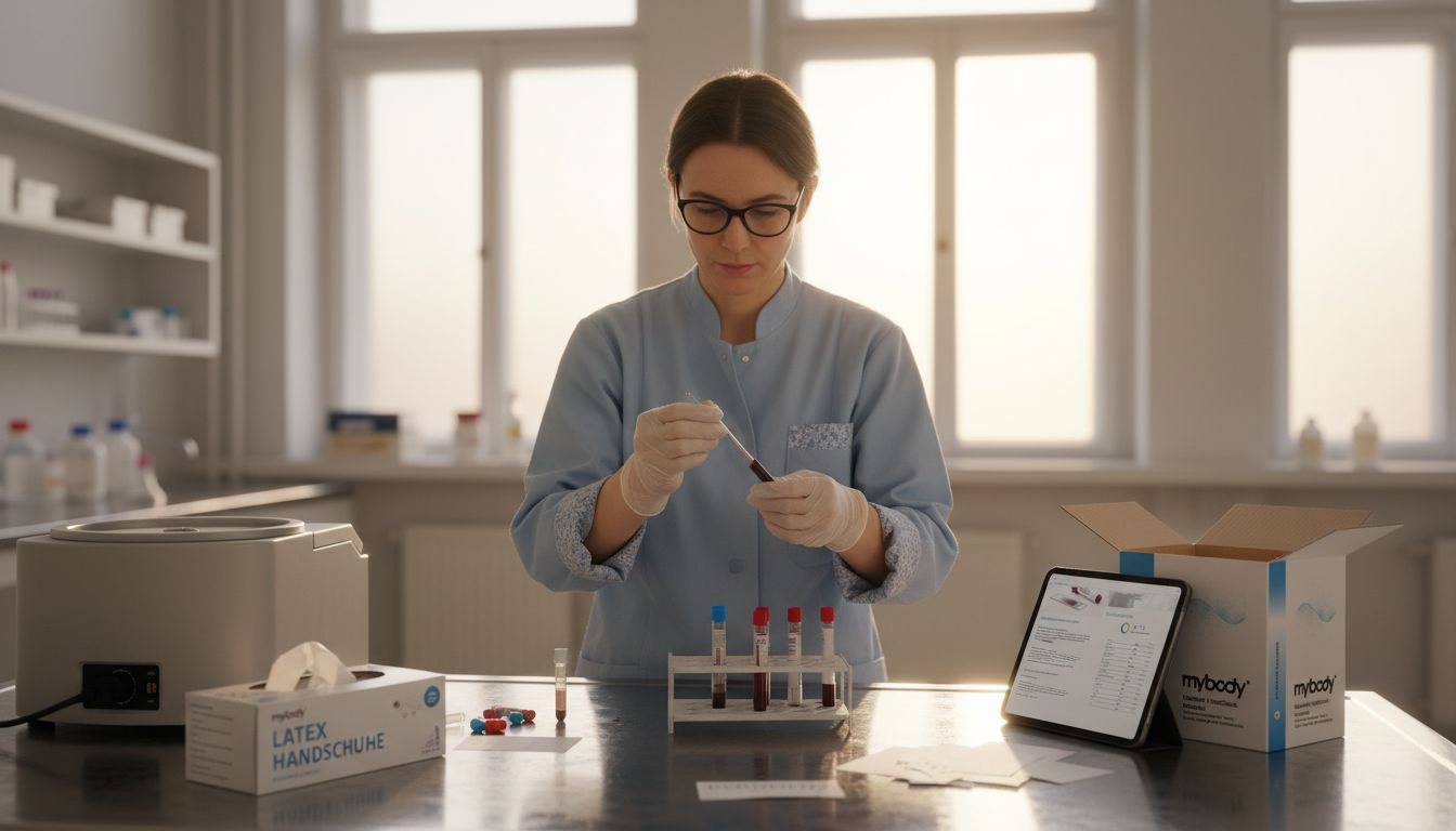 Eine Labormitarbeiterin bereitet eine Blutprobe für die Analyse vor.