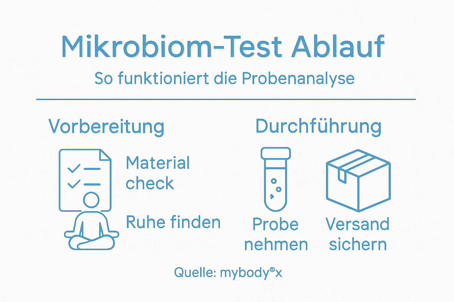 Infografik: So läuft ein Mikrobiom-Test ab – die wichtigsten Schritte im Überblick