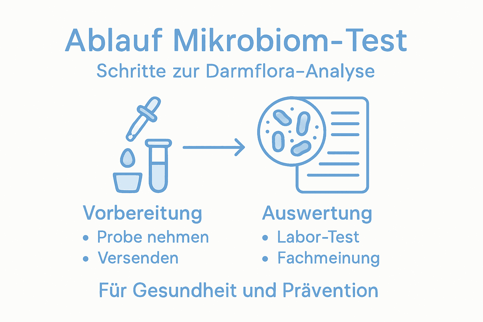 Infographie : Déroulement d'un test microbiomique – étape par étape vers l'évaluation