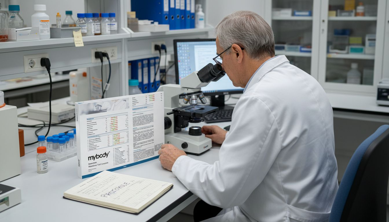 Ein Labormitarbeiter untersucht eine Probe zur Analyse des Mikrobioms.