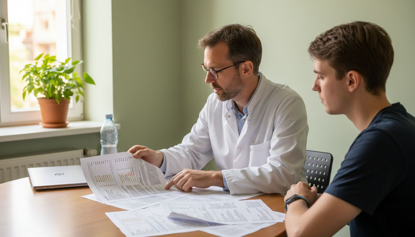 Gesprächssituation, in der die Ergebnisse einer Mikrobiomanalyse besprochen werden