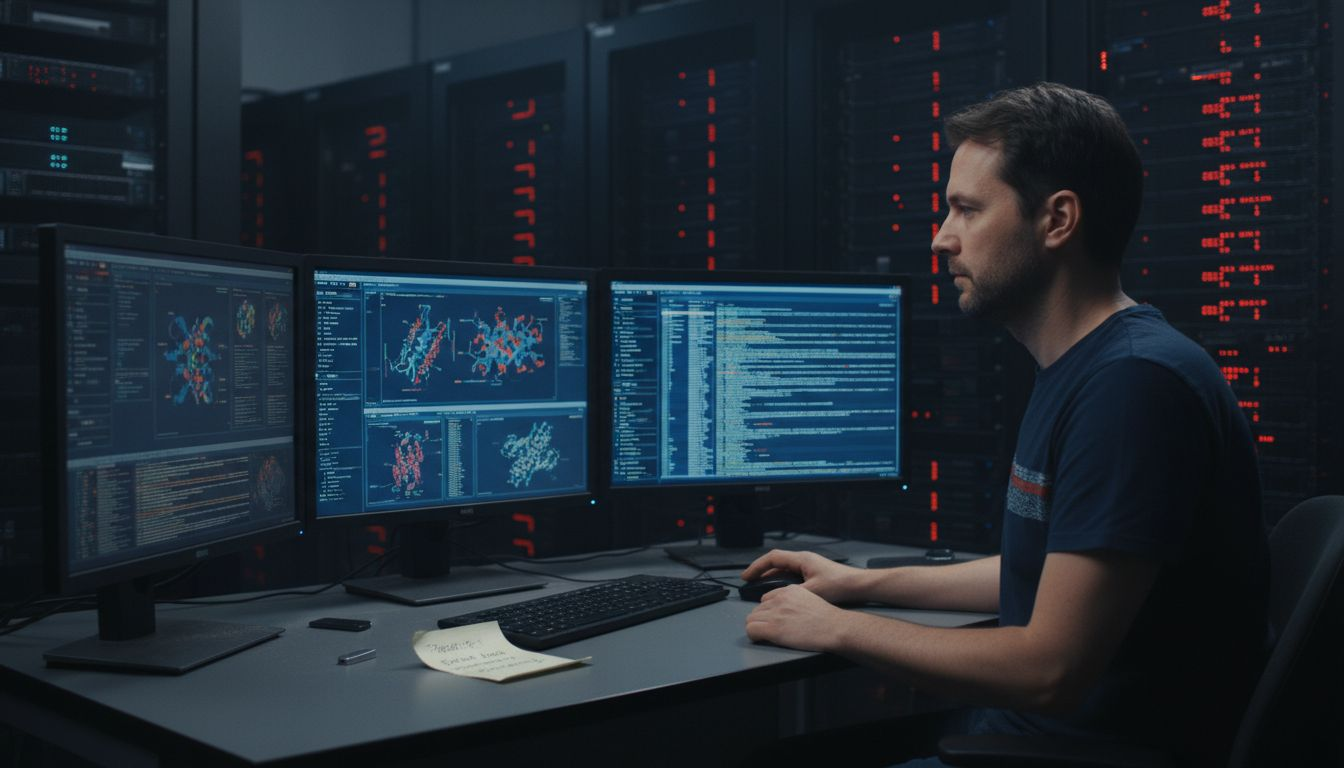 Ein Bioinformatiker beschäftigt sich intensiv mit der Auswertung von Sequenzdaten.