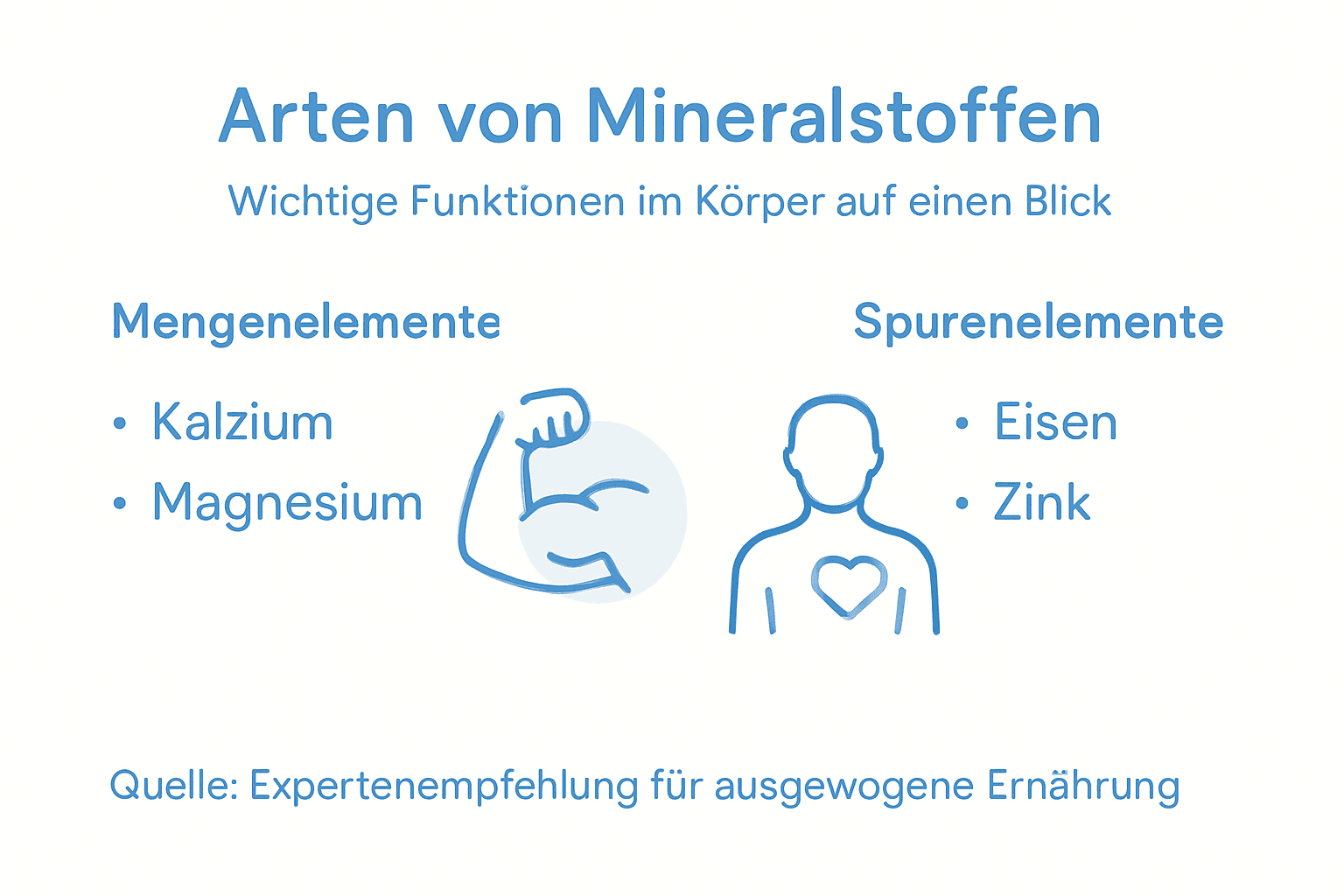 Schema riassuntivo: i minerali più importanti e le loro funzioni nell'organismo.