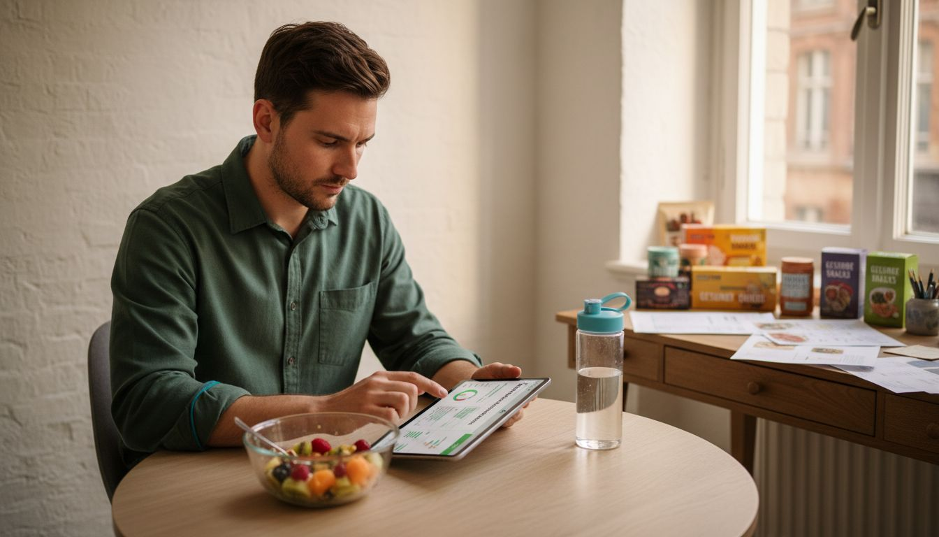 O cliente discute os resultados da análise nutricional pessoalmente no escritório.