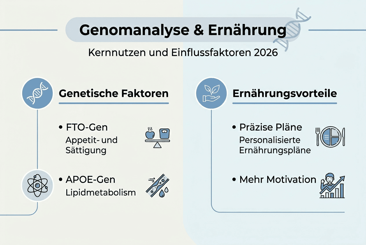 L'infografica illustra il ruolo delle influenze genetiche e i benefici di una dieta equilibrata.