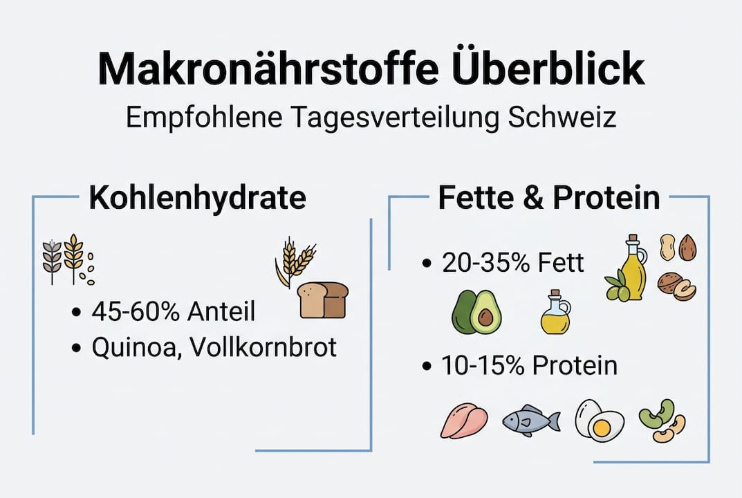 Grafik zur Verteilung der Makronährstoffe in der Schweiz