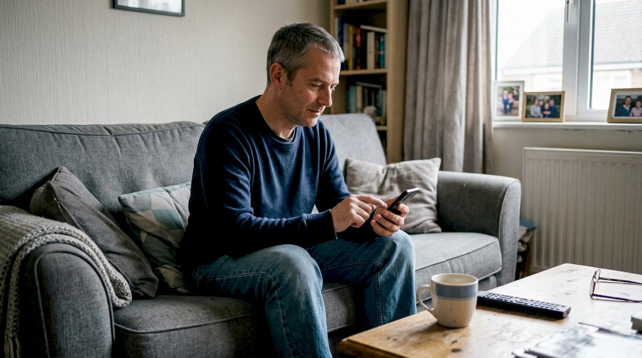 Een man voert zijn symptomen in een smartphone-app in.
