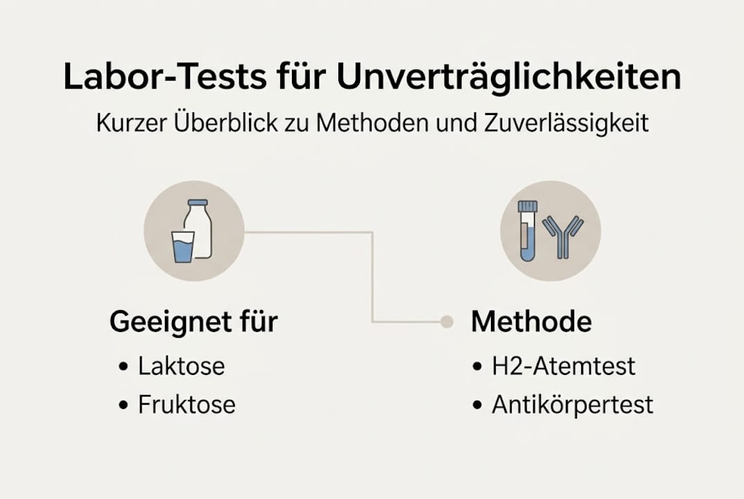 Deze infographic geeft een overzicht van gangbare testmethoden bij voedselintoleranties.