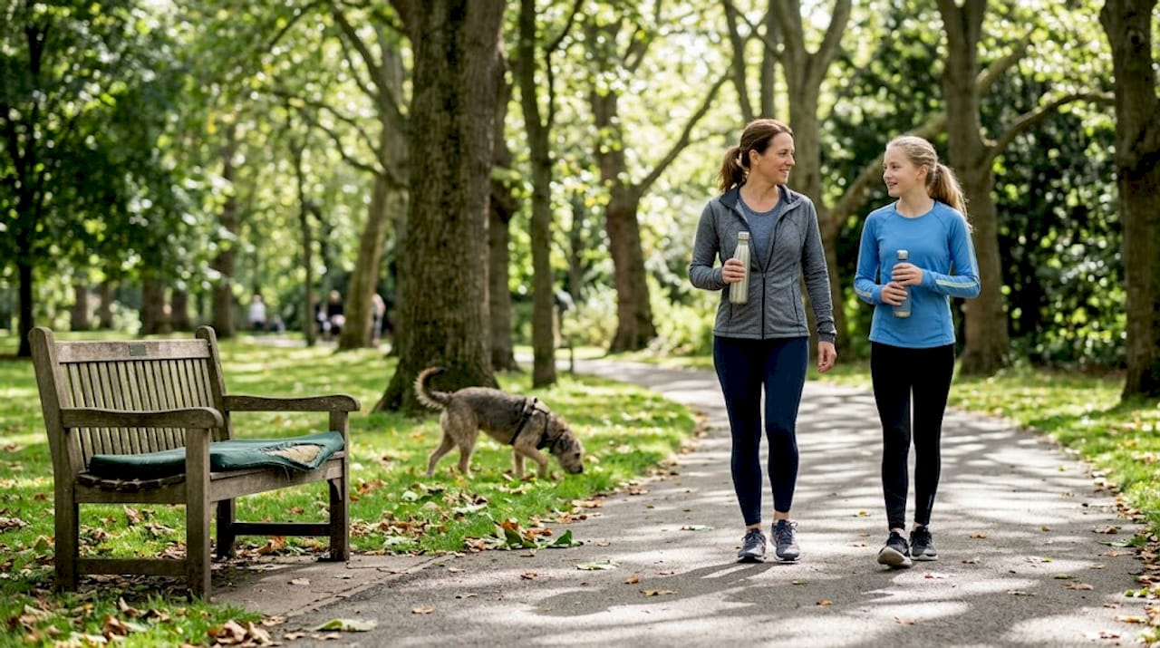 Mother and daughter walk for health