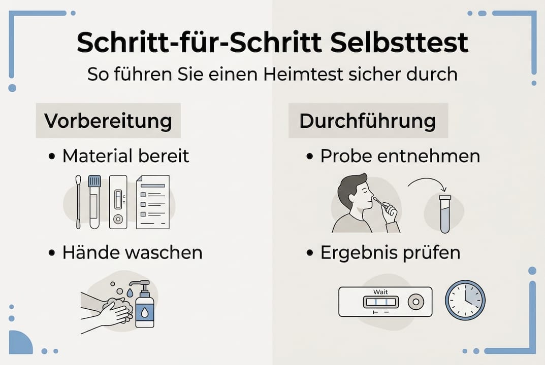 Infografik: Schritt-für-Schritt-Anleitung zum Selbsttest