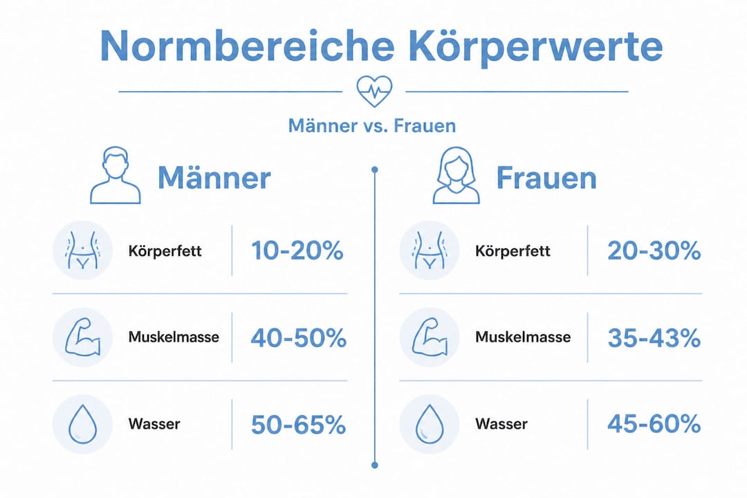 Grafik mit Referenzwerten für Männer und Frauen