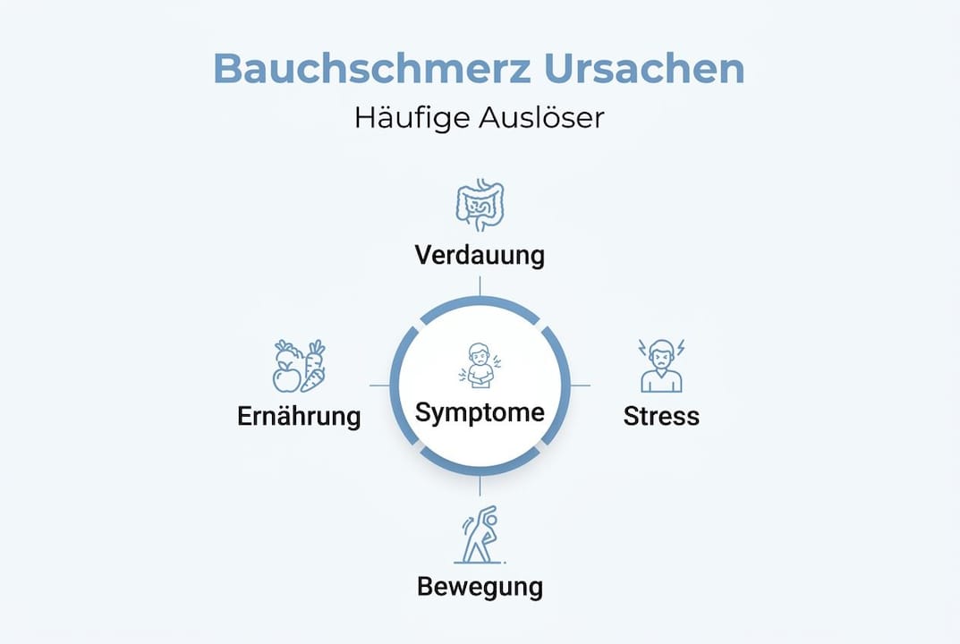 Übersichtsgrafik: Die häufigsten Auslöser von Bauchschmerzen im Vergleich