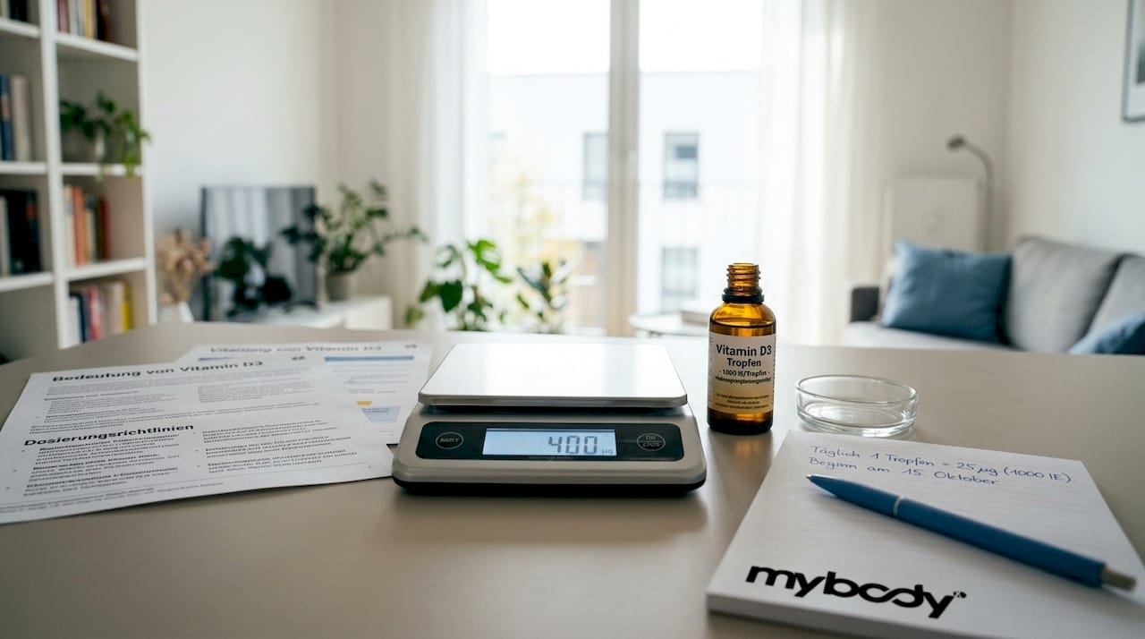 Vitamin-D-Menge mit Küchenwaage genau abgemessen