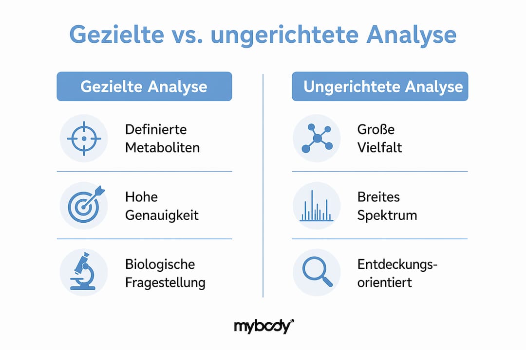 Grafische Übersicht: gezielte vs. globale Metabolomik im Vergleich