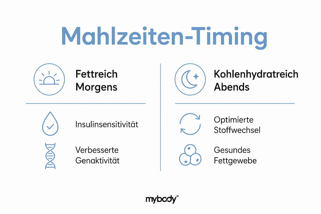 Grafik: Wie der Zeitpunkt unserer Mahlzeiten die Genaktivität beeinflusst