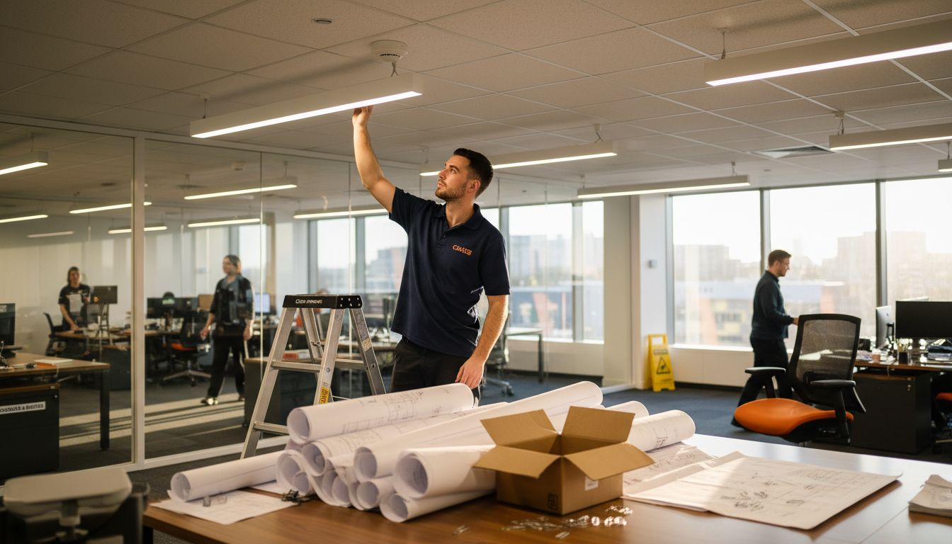 Technician checks LED lighting and sensor system