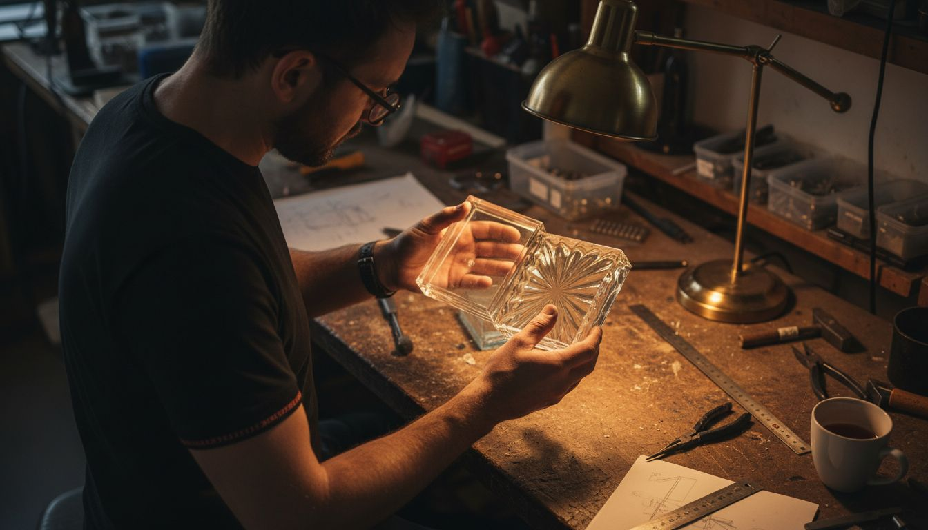 Comparing glass block textures under lamp light