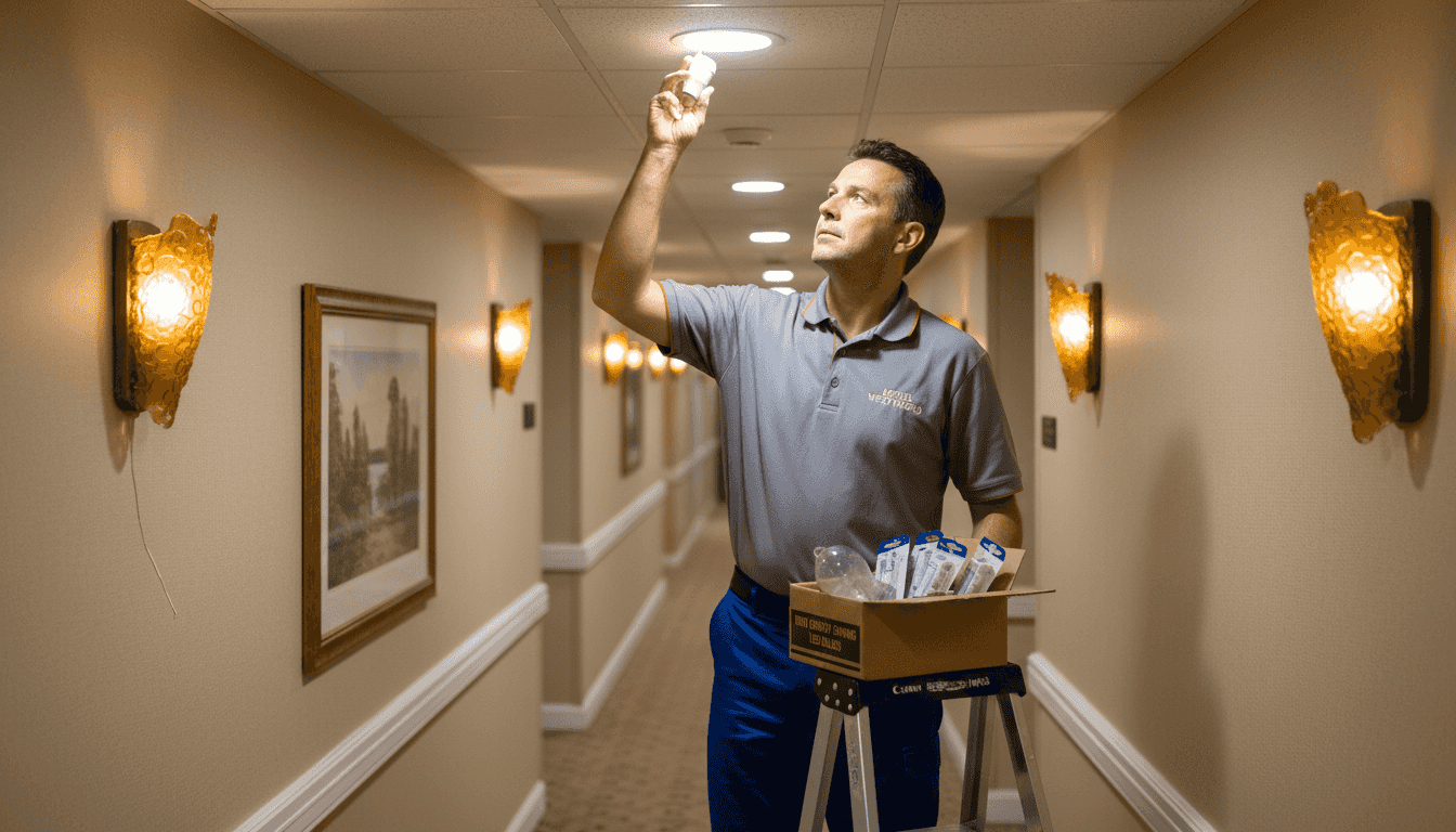 Replacing incandescent with LED in hotel hallway