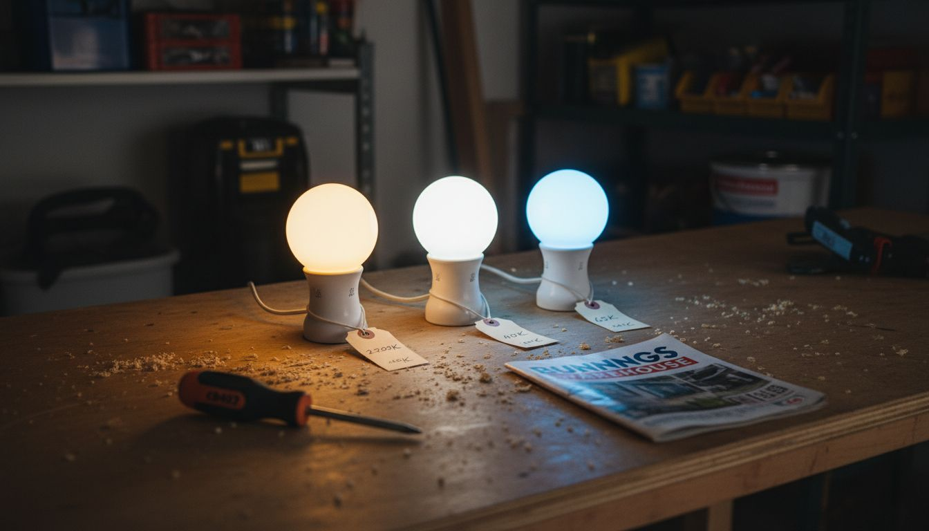 Three bulbs showing lighting color differences