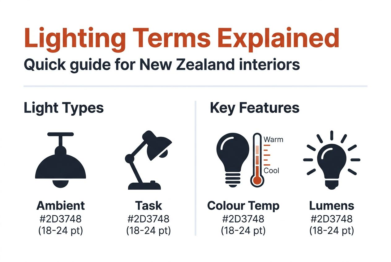 Infographic summarising lighting terminology and features
