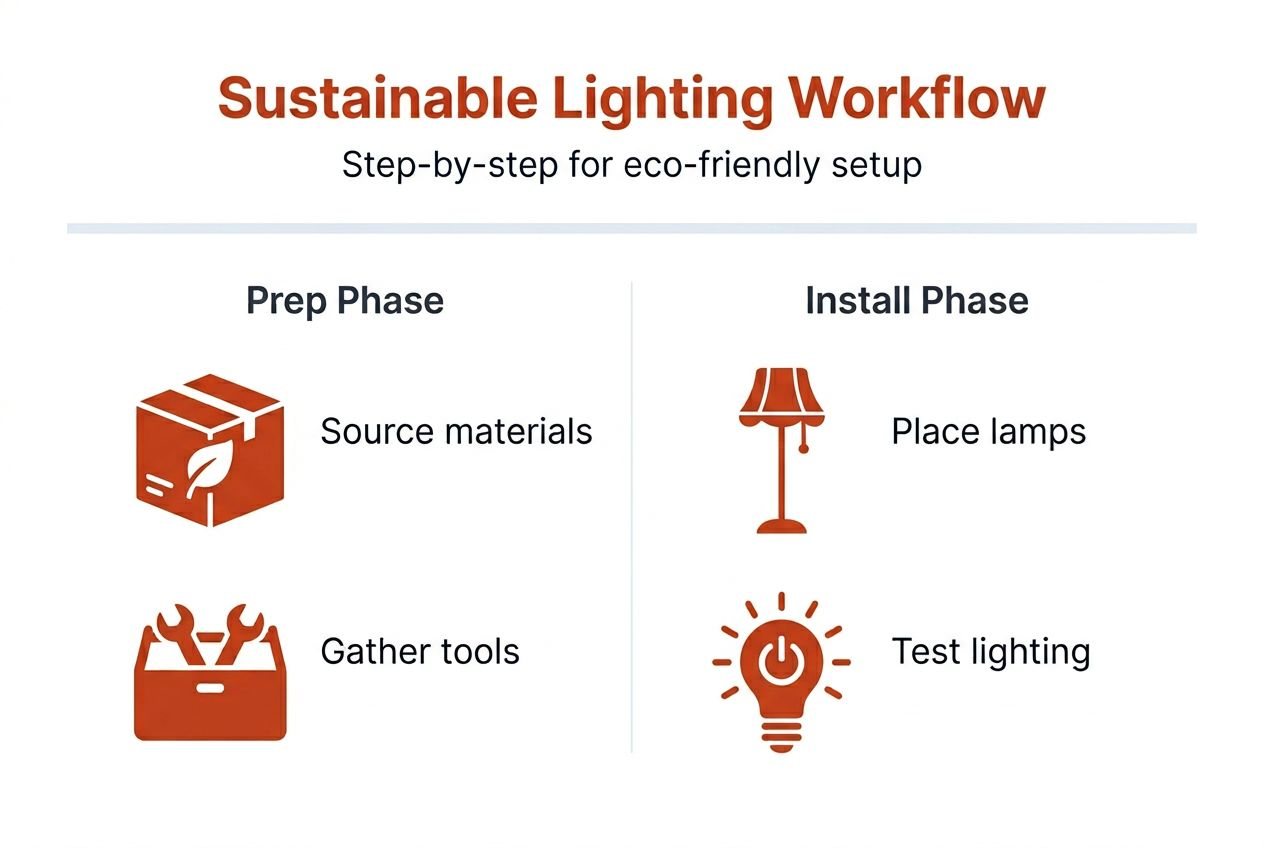 Infographic showing sustainable lighting workflow steps