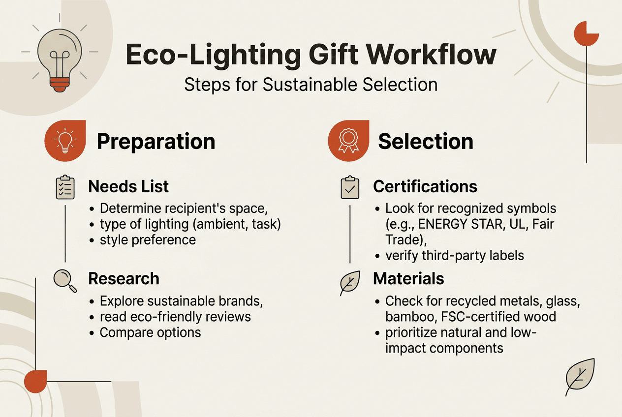 Infographic of sustainable lighting gift workflow