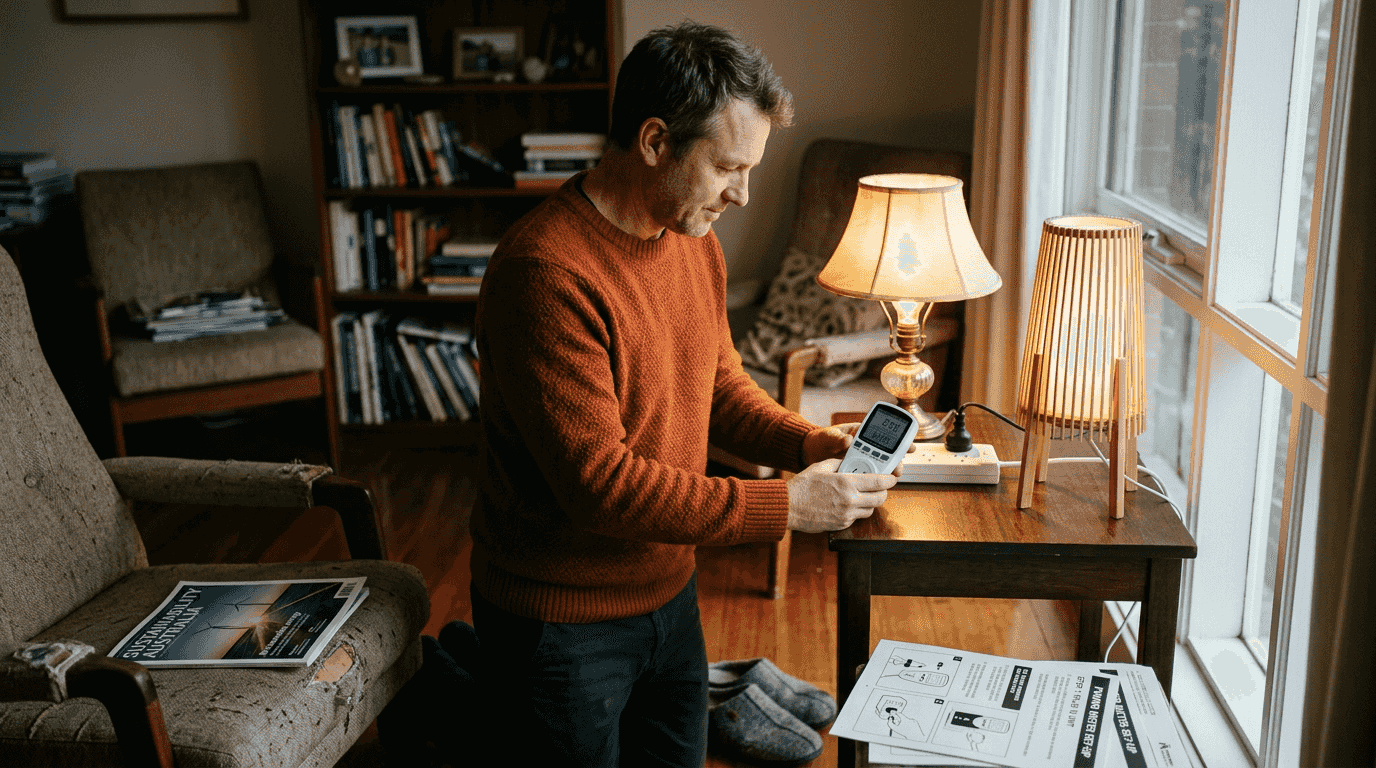 Person comparing energy consumption for lamps