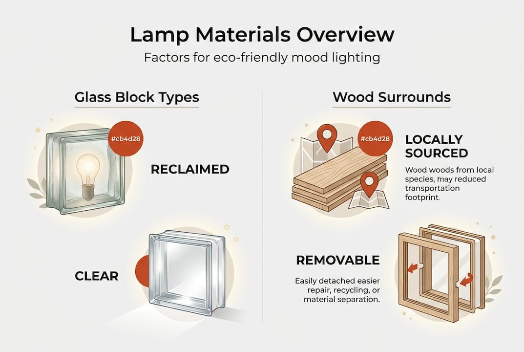 Infographic comparing lamp materials and options