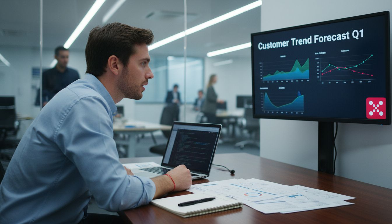 Analyst reviews AI-generated customer trend forecast