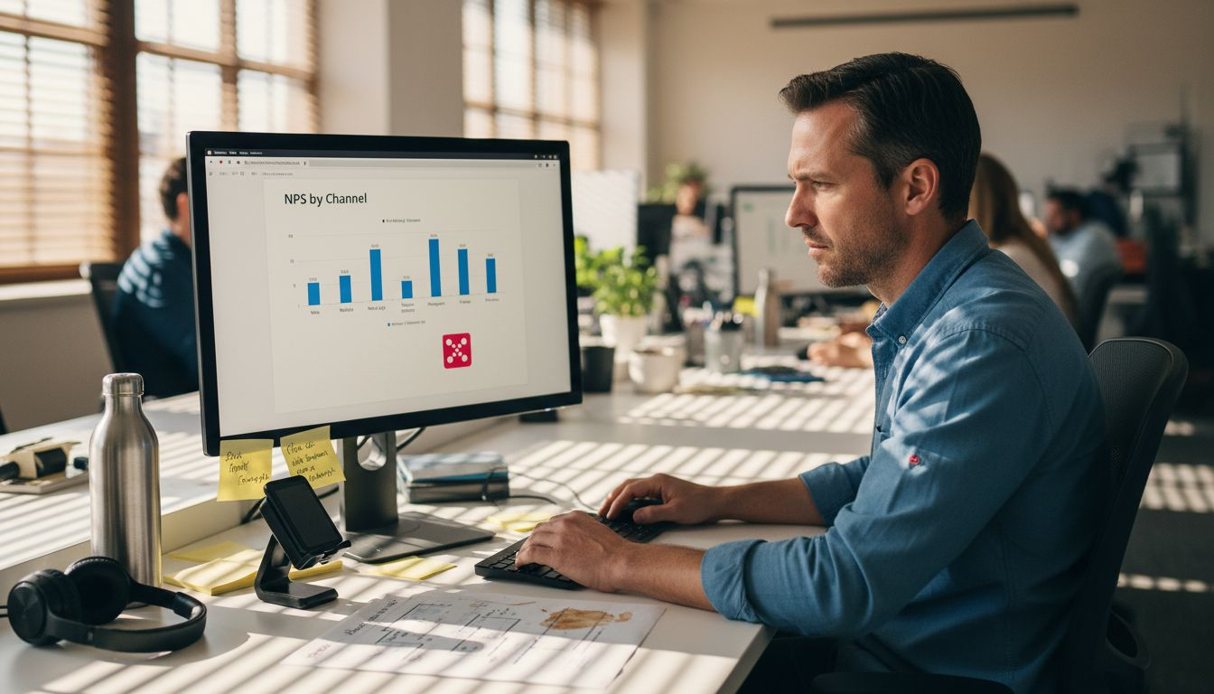 Manager analyzing customer experience dashboard