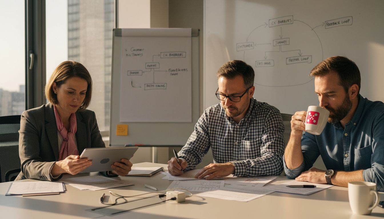 Team meeting discussing CX execution gaps