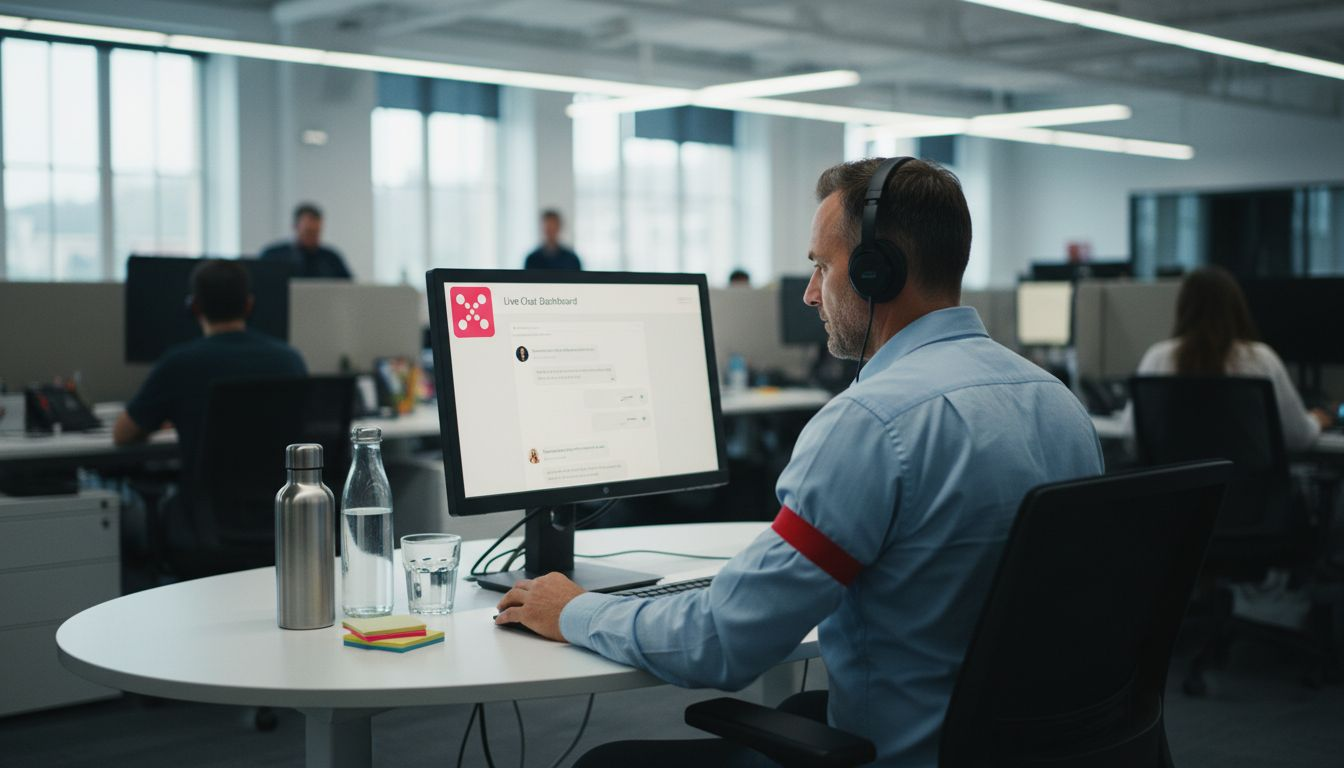 Support agent using AI dashboard in office