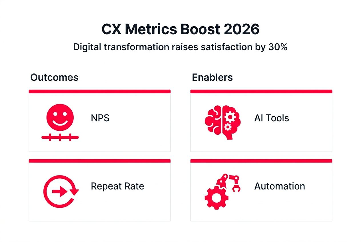 Infographic of CX metrics and enablers