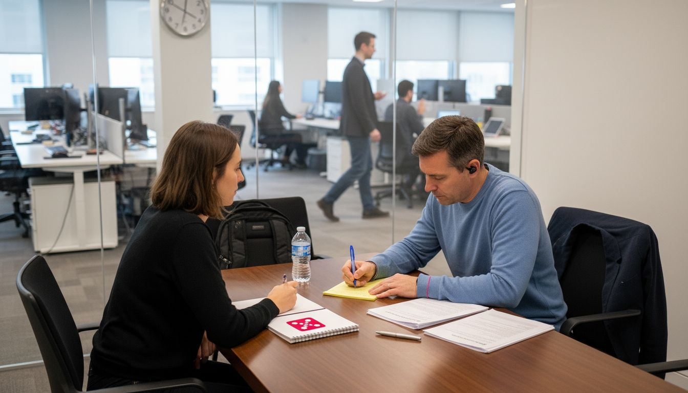 Researcher interviewing customer for insights