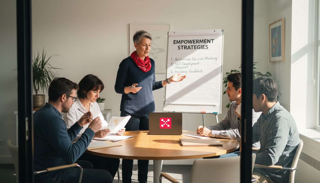 Supervisor leading empowerment discussion at meeting