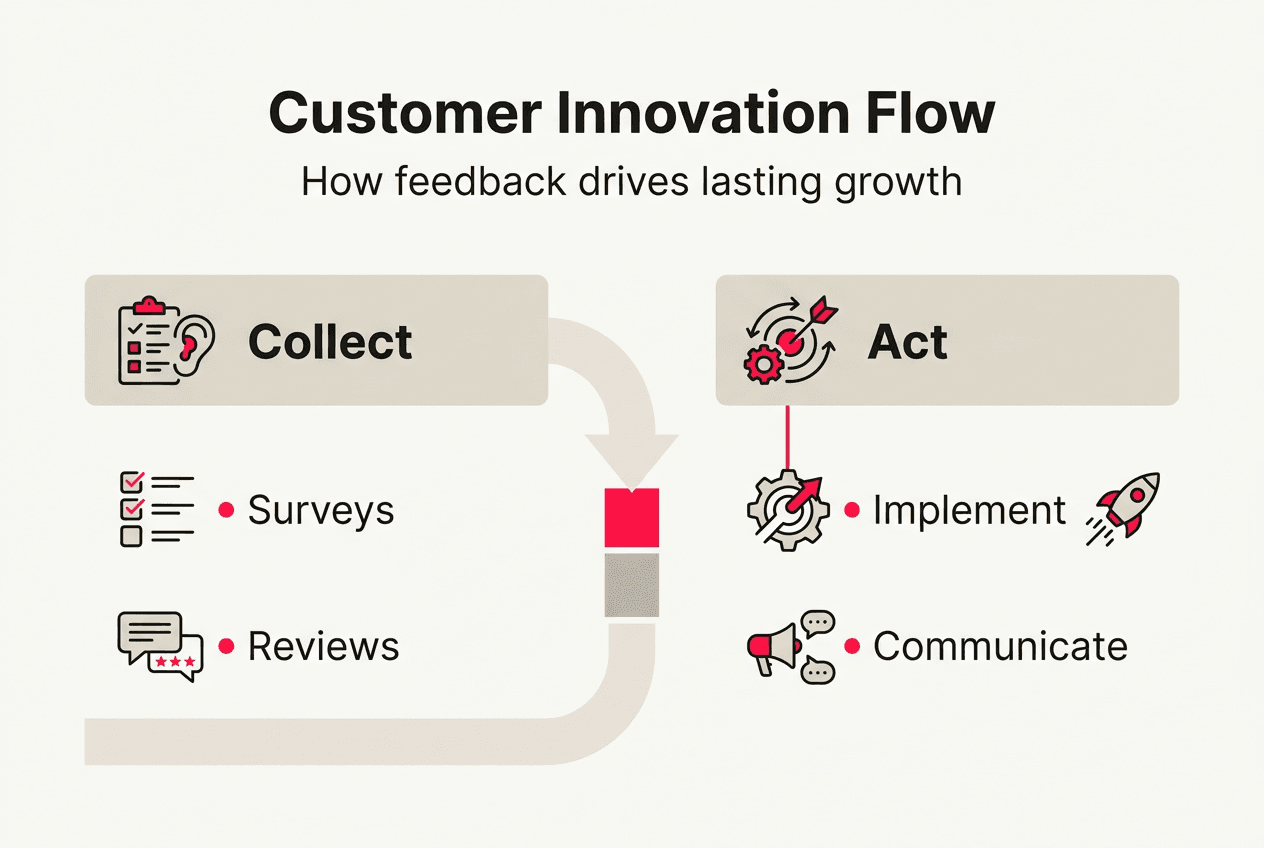 Infographic depicting customer innovation flow steps