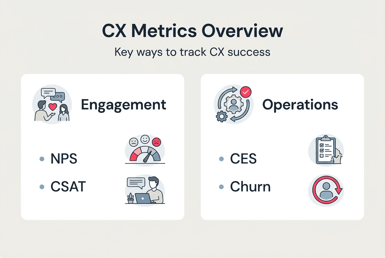 Infographic listing main customer experience metrics