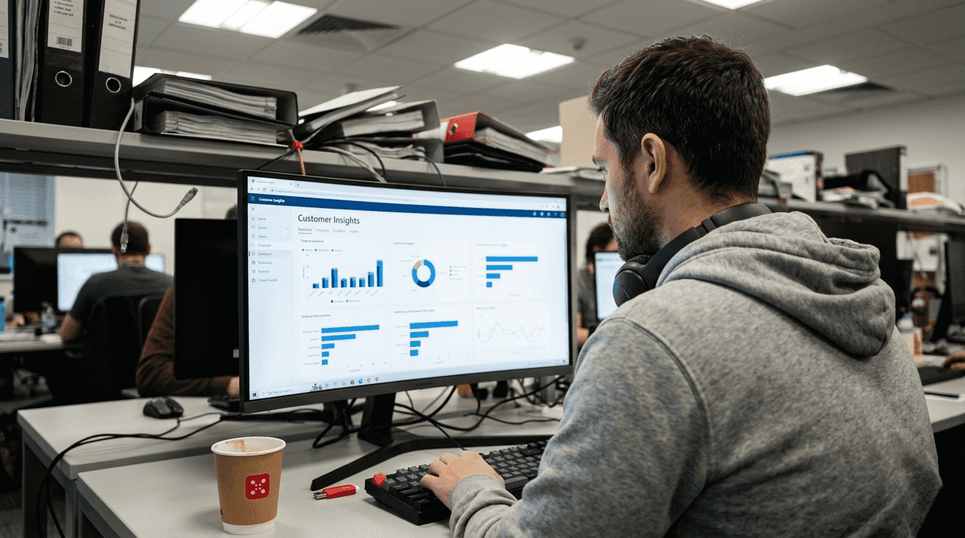 Engineer using customer insights analytics dashboard