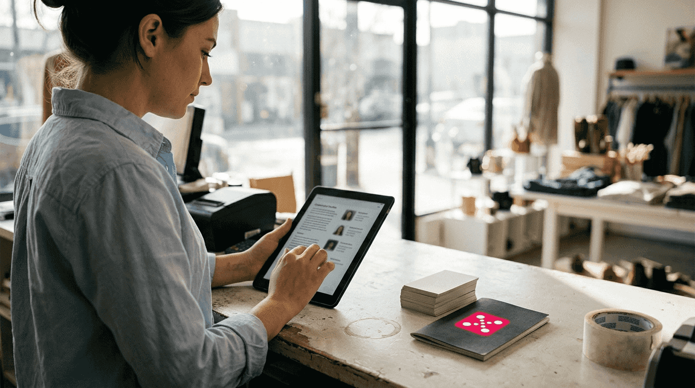 Retail associate using customer profile tablet