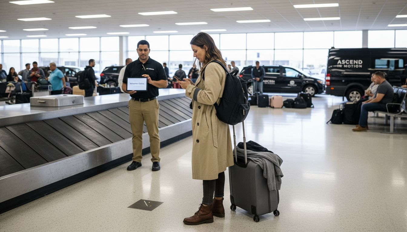 Passenger greeted by airport transfer driver
