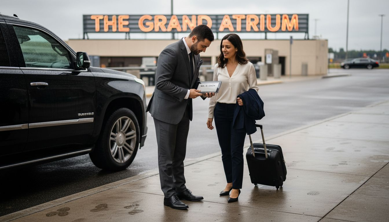 Chauffeur meeting traveler at airport hotel