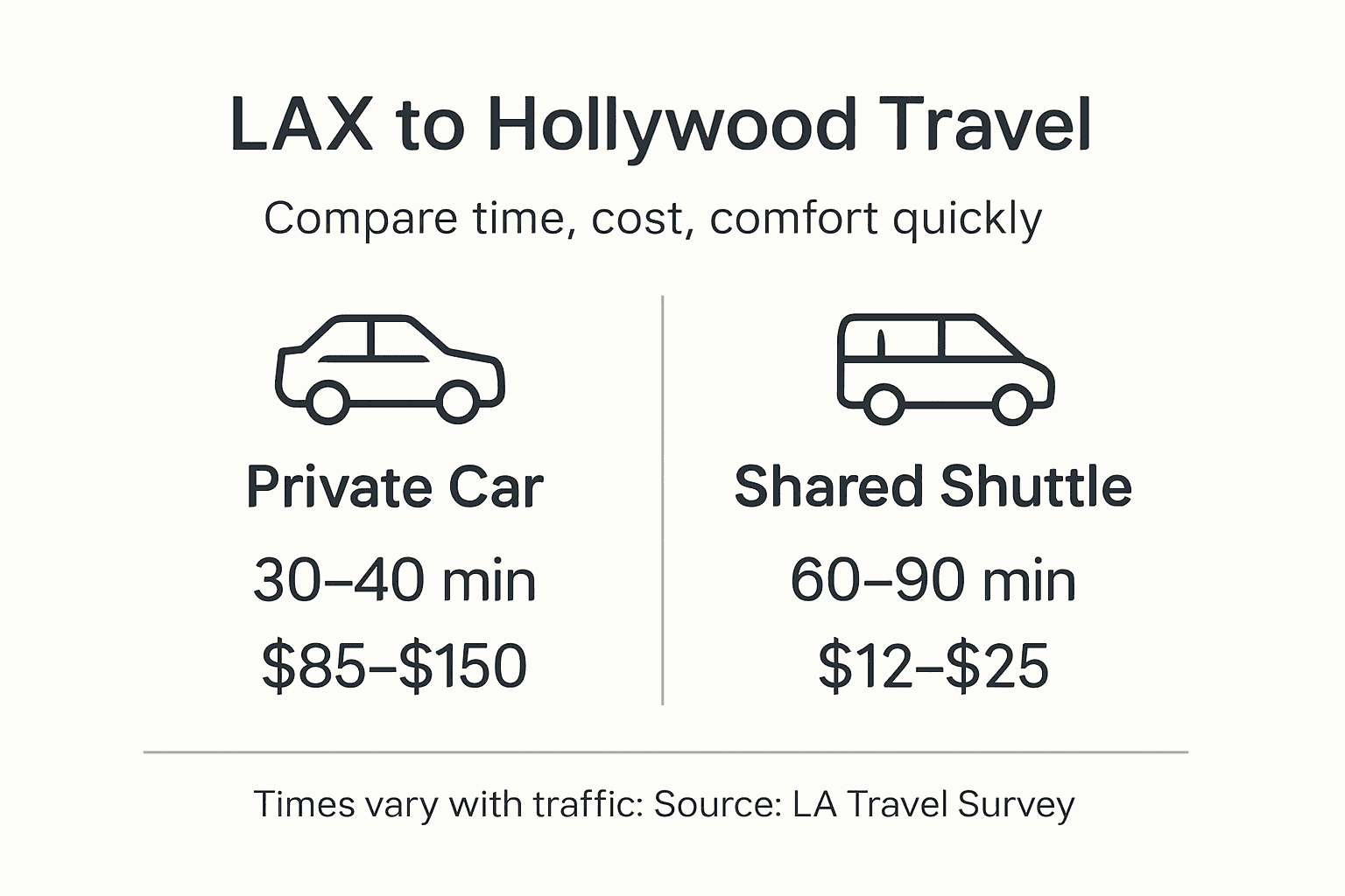Infographic comparing LAX to Hollywood transport options