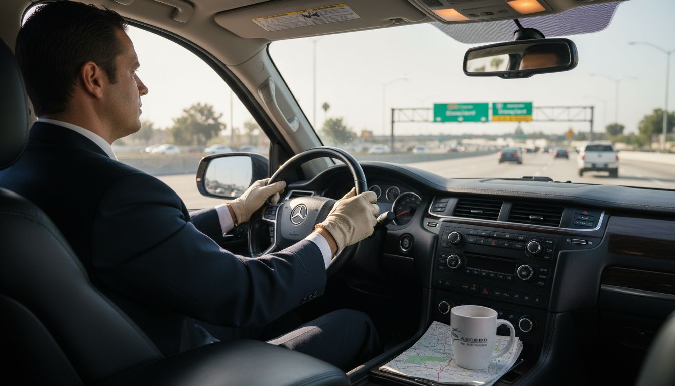 Shuttle driver heading to Disneyland exit
