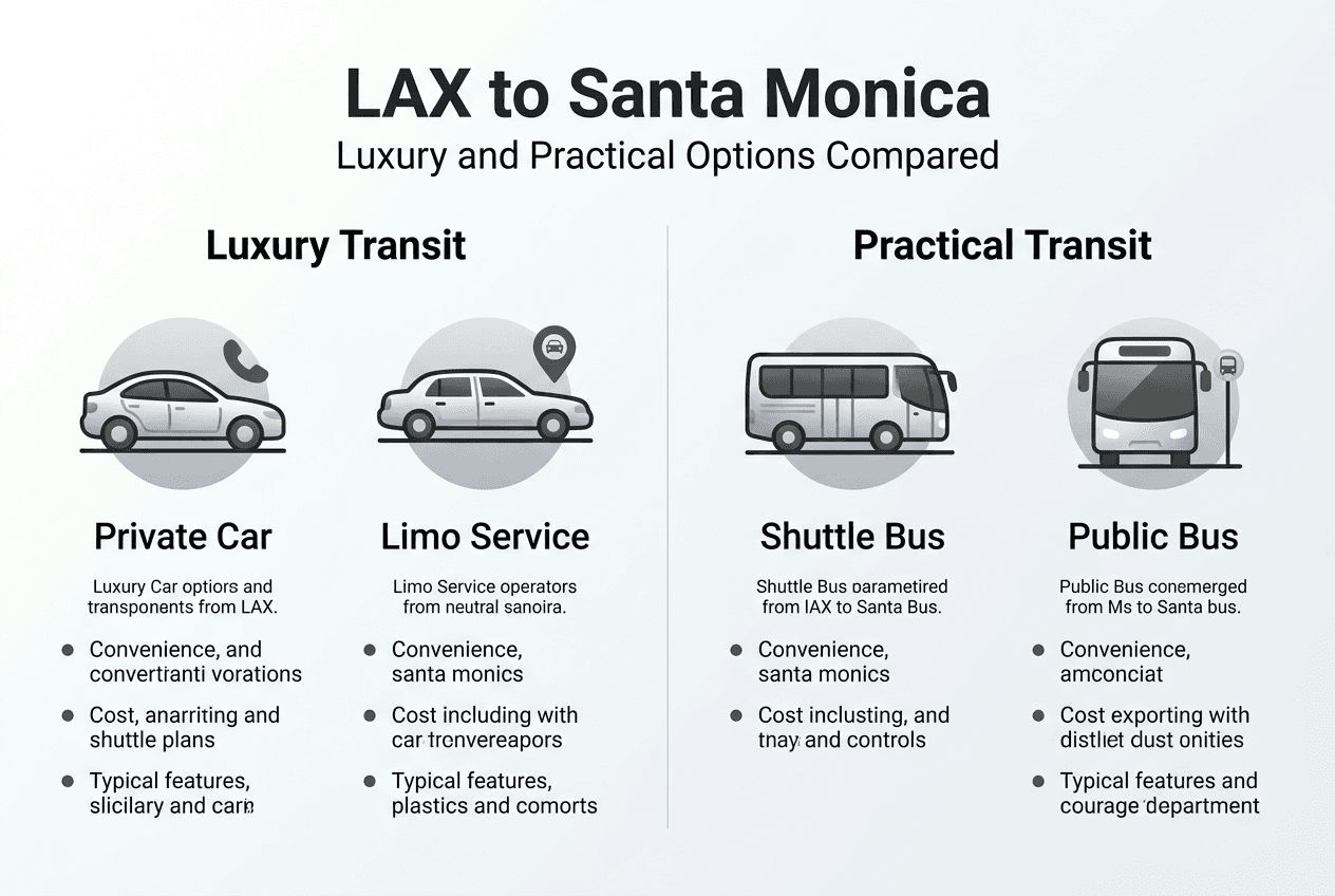 Infographic comparing LAX to Santa Monica transport options