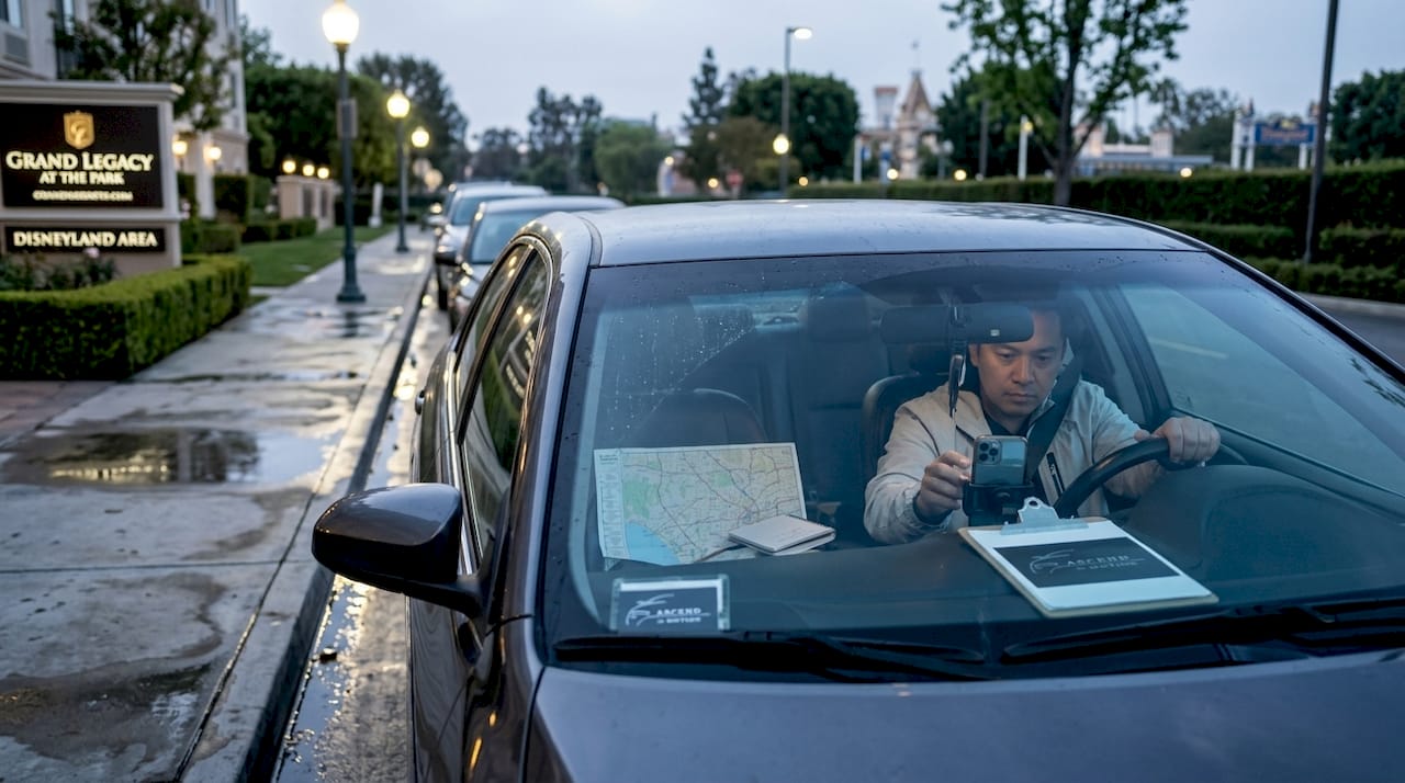 Rideshare car waiting in early morning light